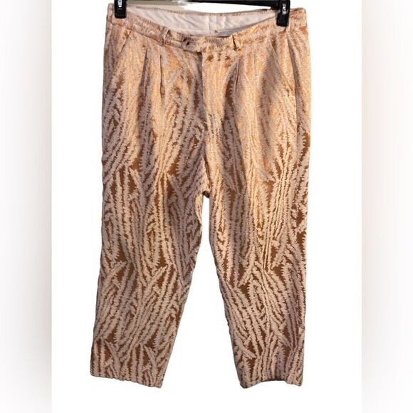 Gold Metallic Brocade Pants Glam Luxe Statement Trousers by PRONTI 2X - Picture 4 of 9
